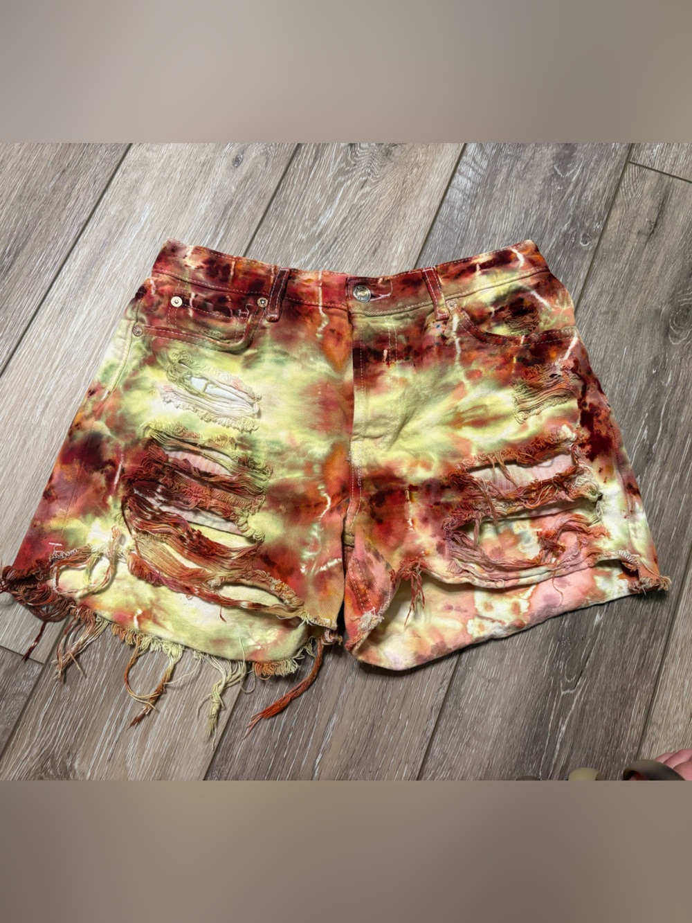 Hand dyed We the Free distressed shorts